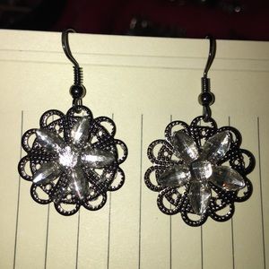 Black & crystal earrings NWT